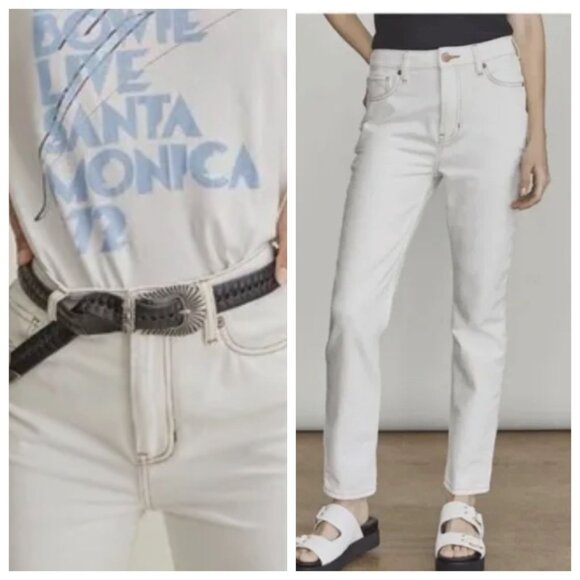 Elizabeth & James High Rise Vintage Straight Jeans in Cream White , Size 14/32 - Picture 8 of 8